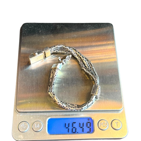 Chunky Sterling Silver Multi Byzantine Chain Bracelet Heavy 925 Silver Bali - Picture 4 of 9